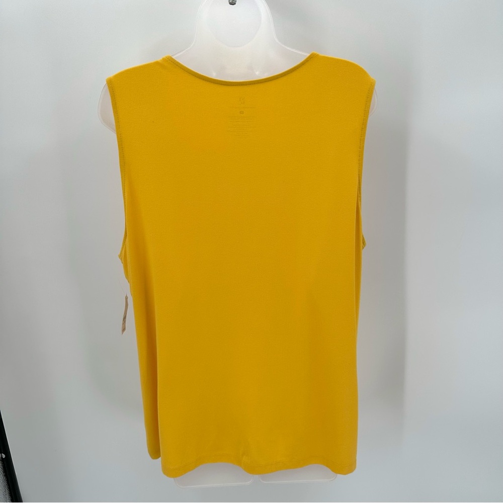 NWT NY&Co Tank Top XXL Yellow Pleated Chiffon Front Knit Back Sleeveless Career - Picture 3 of 9